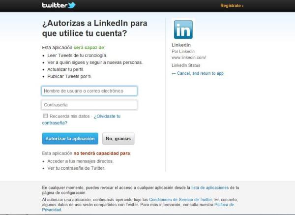 Cómo vincular tu cuenta de LinkedIn y Twitter - Paso 3