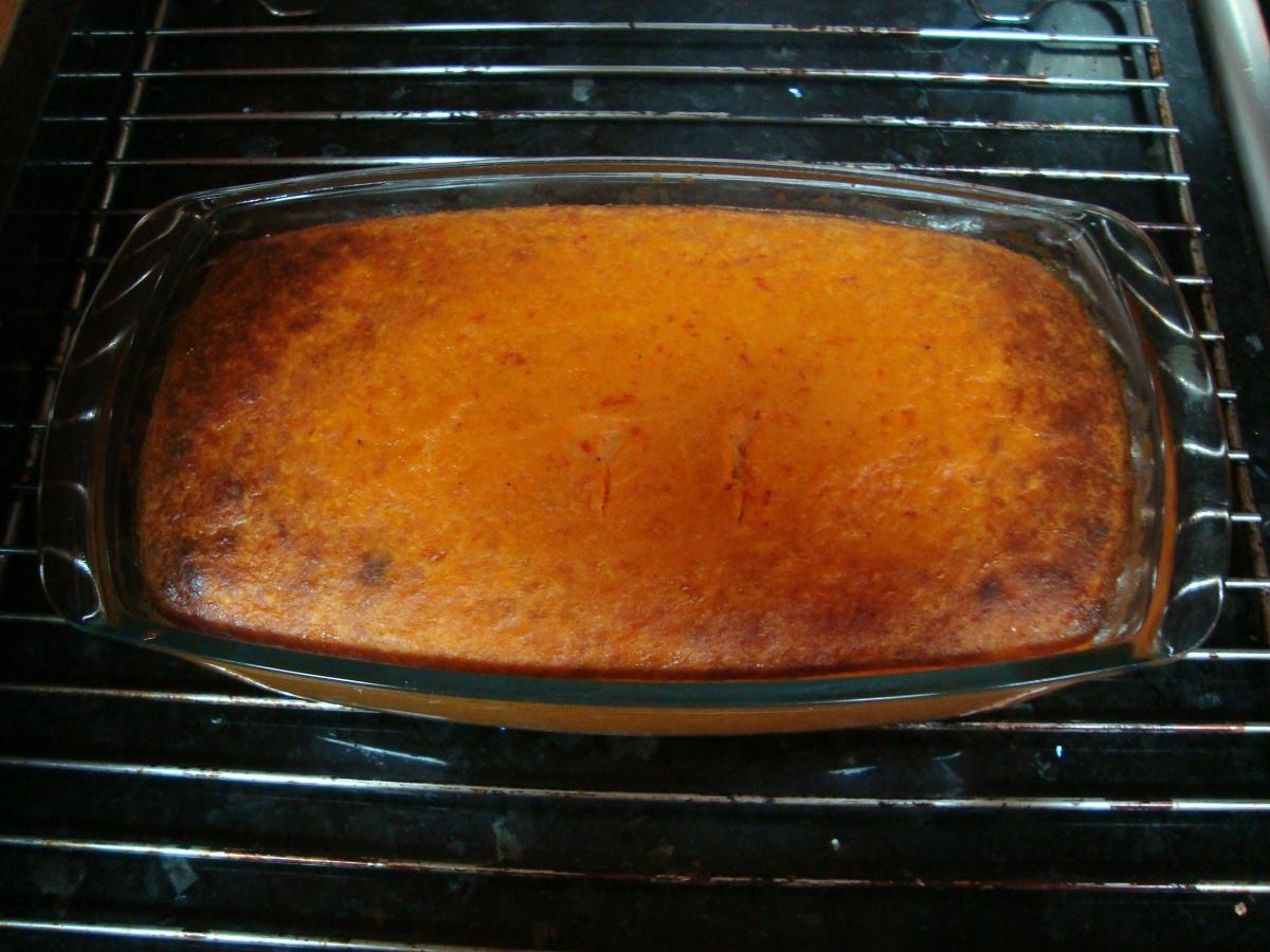 Pudin de atún, pimientos y palitos de cangrejo