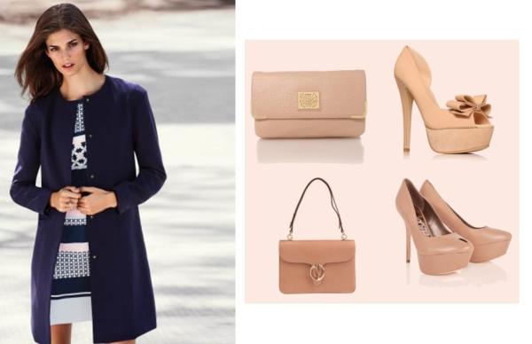 Cómo combinar un abrigo azul - Abrigo azul con nude