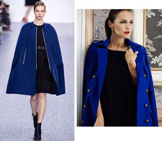 Cómo combinar un abrigo azul - Abrigo azul con vestido negro