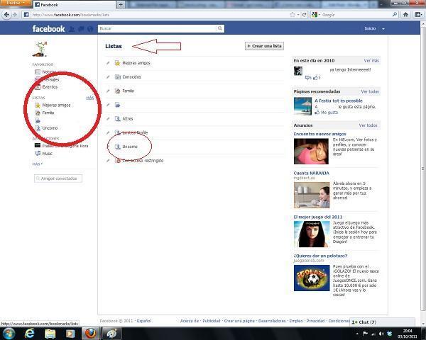 Como editar listas de amigos en facebook II - Paso 3