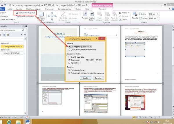 Cómo reducir el tamaño de todas las imágenes a la vez en Word