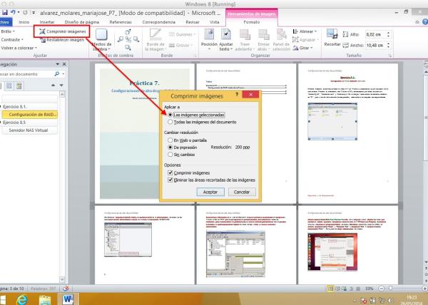 Cómo reducir el tamaño de todas las imágenes a la vez en Word - Paso 2