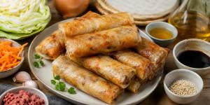 Rollitos de primavera con papel de arroz crujientes y sabrosos